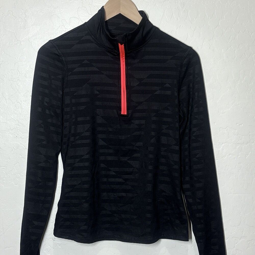 FOREVER 21 Activewear Jacket Womens M Black 1/4 Zip Pullover Sporty Athleisure